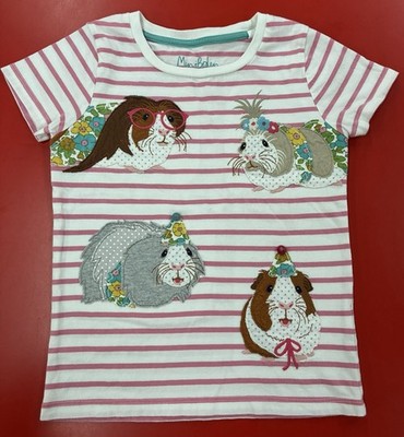 Mini Boden Girls Guinea Pig Appliqué Shirt Size 6-7 Pink