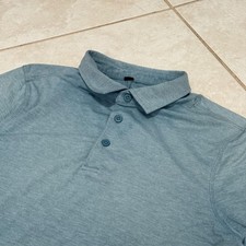 Lululemon Polo Shirt Mens Small Teal Heather Short Sleeve Golf Performance