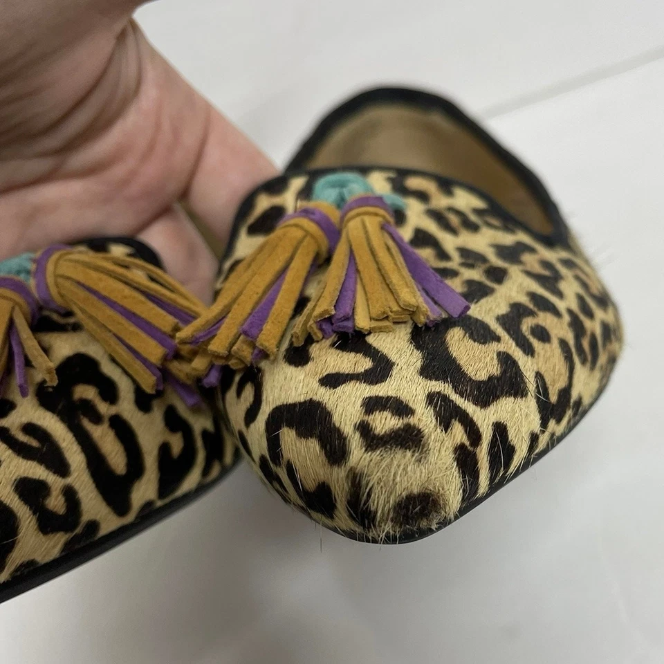 HUSH DOGS женщин Sadie кисточки икры волос плоскостях животных печати мокасины размер 7 - Изображение 4 из 4