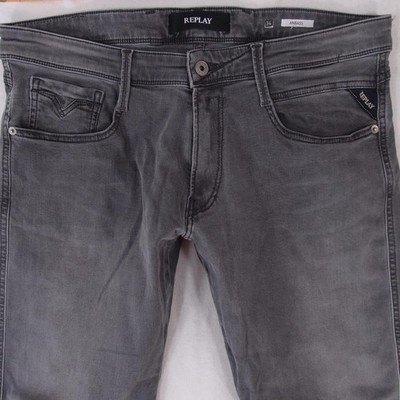 Mens Replay M914 ANBASS Stretch Slim Tapered Grey Jeans W34 L32