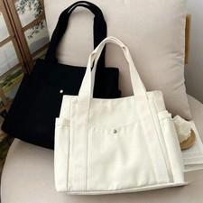 Stylish Large Canvas Tote Bag for Work, College & Daily Use - Women's Shoulder
