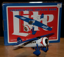 Vintage 1996 Liberty Classics Cast Miller Light Lockheed Vega Airplane Bank