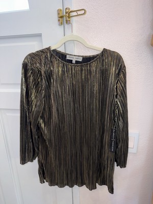 NEW Absolutely Famous Metallic Gold And Black Top Size L