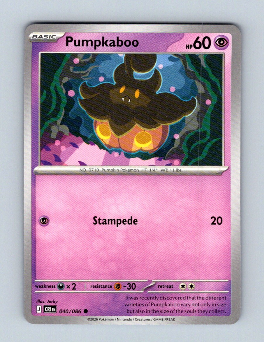 Pumpkaboo 040/086 Common Chaos Rising Pokemon Near Mint