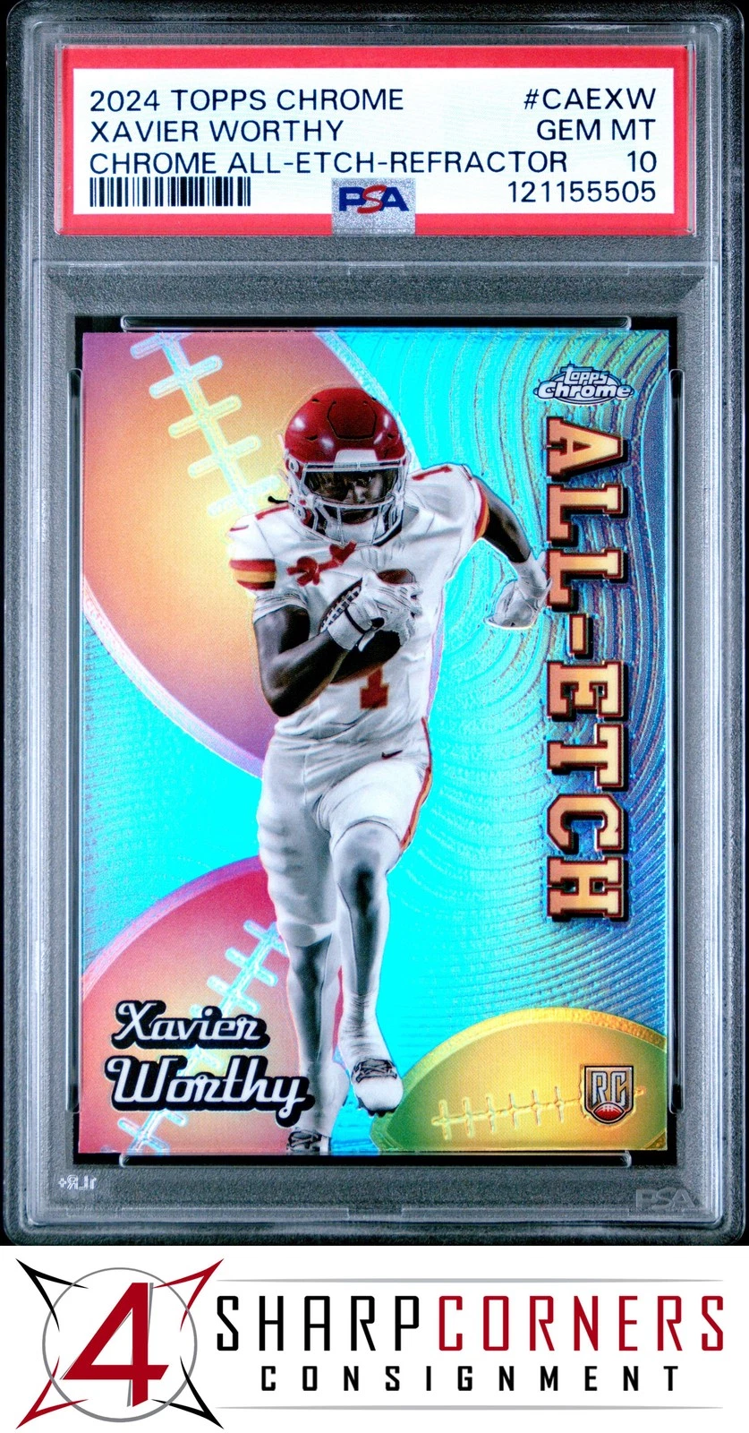 Xavier Worthy Topps Chrome Chrome All-Etch #CAEXW Refractor