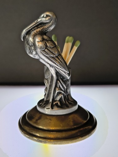 Art Nouveau German Stork Match Holder C. 1880's