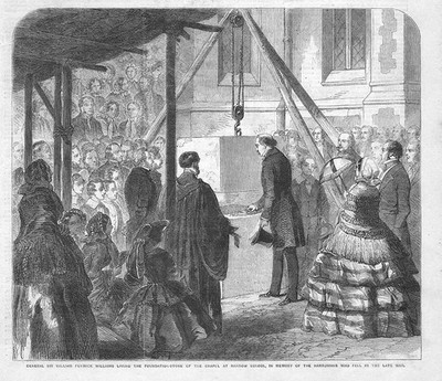 HARROW SCHOOL General Wilhelm Grundsteinlegung - antiker Druck 1856