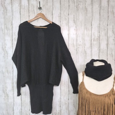 Joseph Trikot England Gr. 12 14 Mohair Wolle Long Pullover Kleid Sweater & Snood