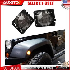 For Jeep Wrangler JK LED Front Turn Signal Lights+Side Marker Fender Lights SL