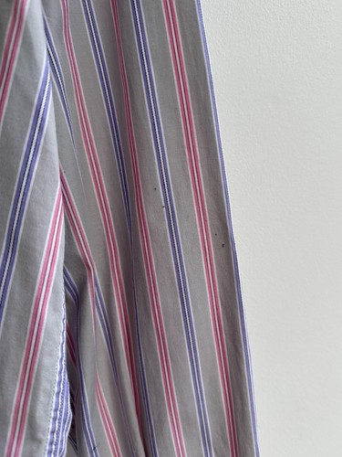 Vintage Burberry Gray Pink Striped Button Up Shirt L XL Mens - Picture 4 of 8