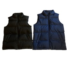 Lands End Down Puffer Full Zip Vests Navy Black Insulated Warm Bundle Boys Sz 8