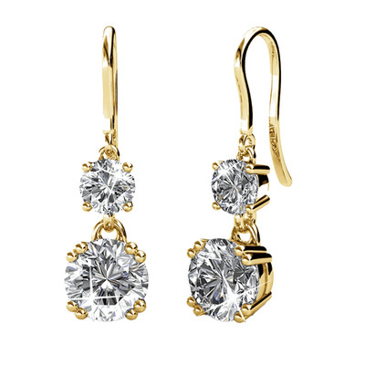 Kadence Dangle Earrings 18K Yellow Gold Plated w/ Crystals Gift for Women