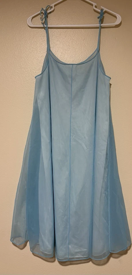 SHEER VTG VANITY FAIR Womens S M BABYDOLL Blue CHIFFON Nylon NIGHTGOWN Lingerie - Image 2 of 4