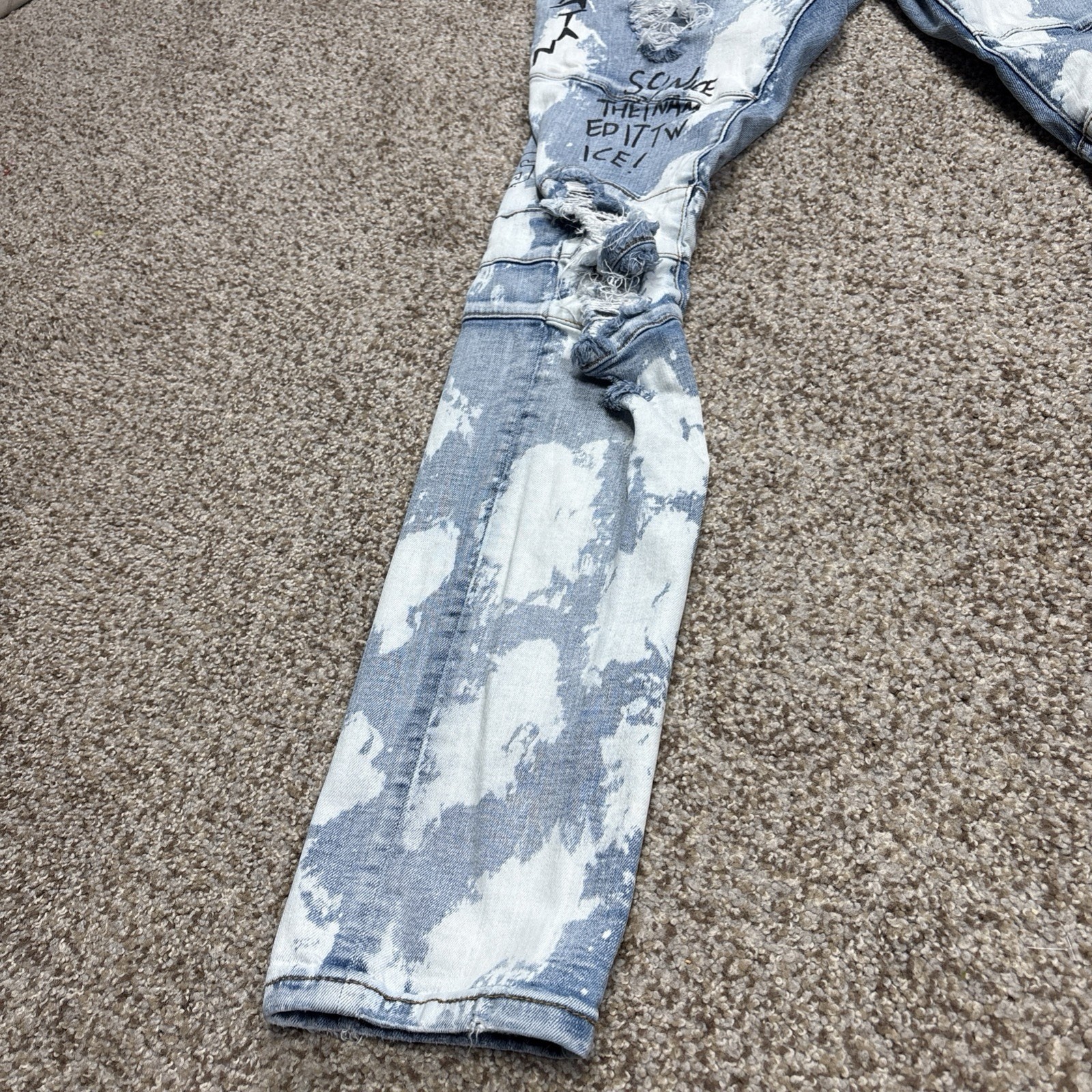 Crysp Distressed Skinny Jeans Men’s 32 X 30.5 Blue Stretch Denim Distressed - View 5