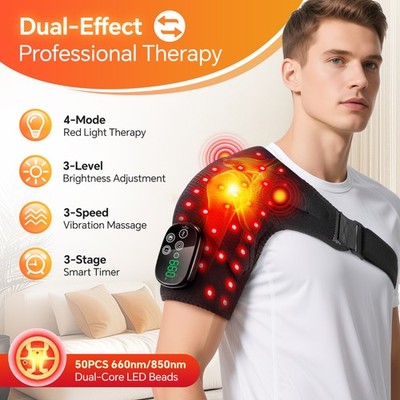 Upgraded Cordless Red Light Therapy for Shoulder with Massage  5000Mah Battery