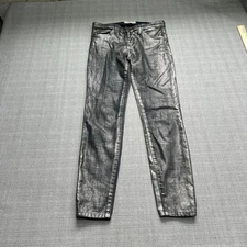 Current Elliot Stiletto Silver Coated  Jeans Women 28 Y2K Glam Rock Holiday