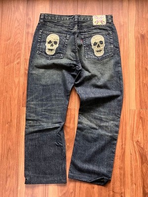 Levi's Limited Edition 501 Damien Hirst Skull Denim Jeans Size 34 Japan Tag
