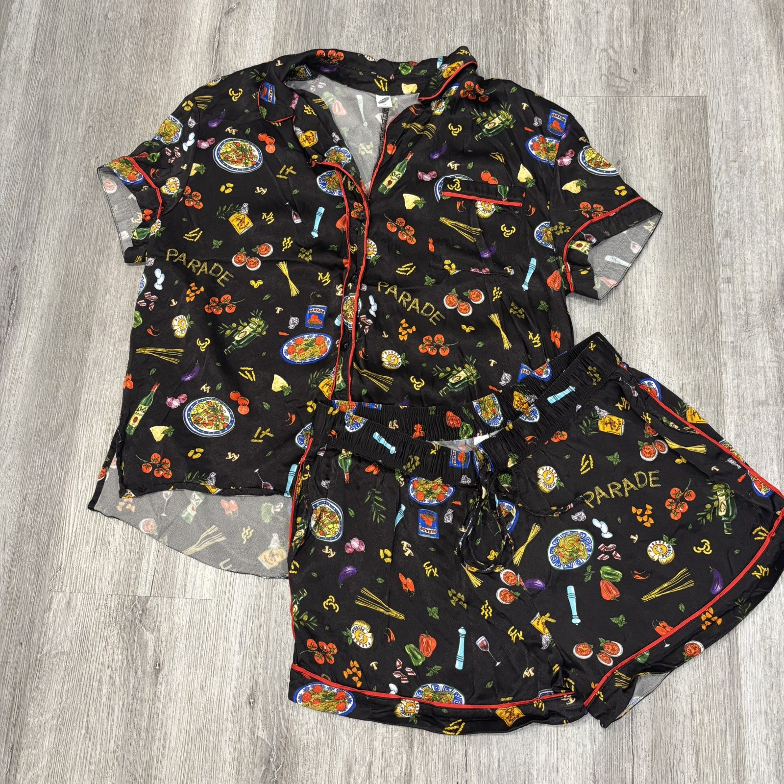 Parade women’s medium Italian dinner pajama shorts set Jammie’s unique sleepwear