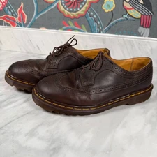 Dr Martens 3989 Crazy Horse Wingtip Brogue Shoes Men Brown Leather England Sz 10