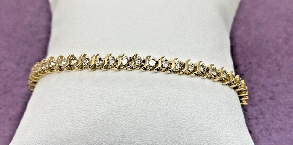 Brazalete de tenis de diamantes de 7 pulgadas de oro amarillo de 14kt 2,0 CTW I1, G-I 1006290-3 Foto 2 de 4