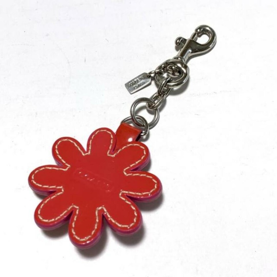 Coach Keychain Charm Red Pink Leather eBay