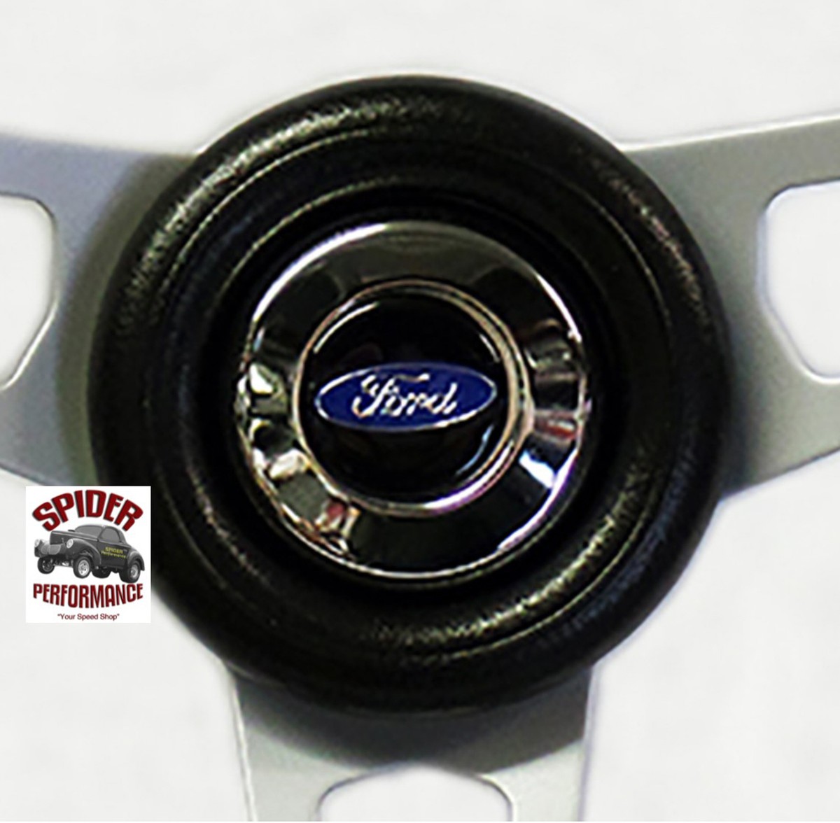 14 3/4\" Grant Steering Wheel – Black With Blue Oval, Fits 1970-1977 Ford Bronco, Van, Pickup (Performance Style)