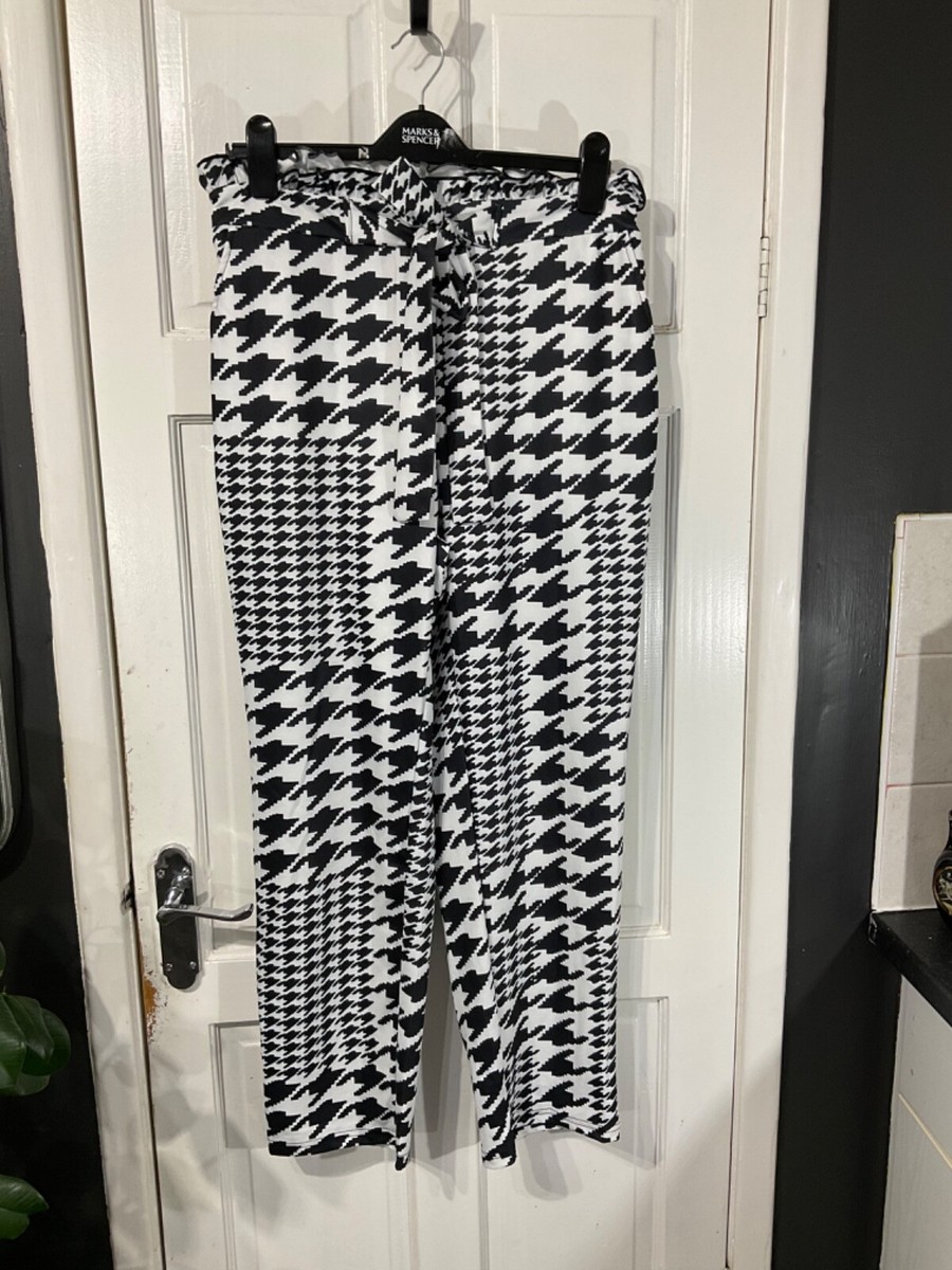 SHEIN CURVE size 0XL (16) black white houndstooth style stretch trousers