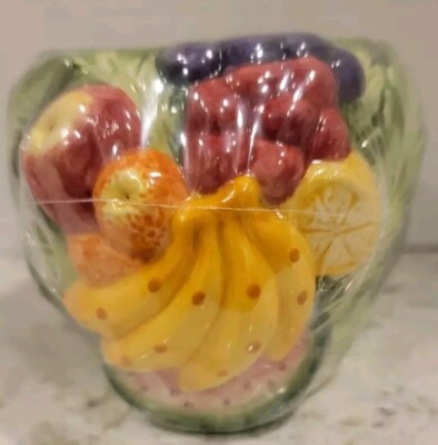 Fitz & Floyd Calypso Fruit Candle, New, 3 x 3 3/4, Set Of 2.
