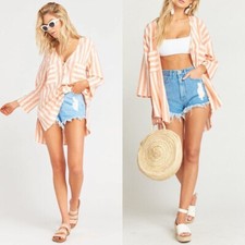 Show Me Your MuMu Size XS The Dahli Tunic Dreamsicle Stripe Linen Blend Orange