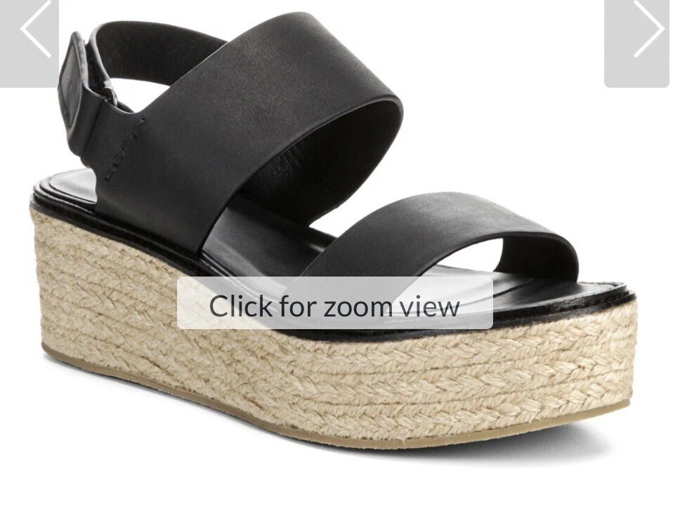VINCE adjustable round toe Janet platform wedge leather sandals size 8