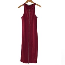 Express Burgundy Body Con Full Zip Dress Small