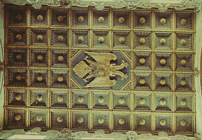 POSTCARD Agrigento Cathedral Coffered Roof w Double-headed Habsburg Eagle NrMNT