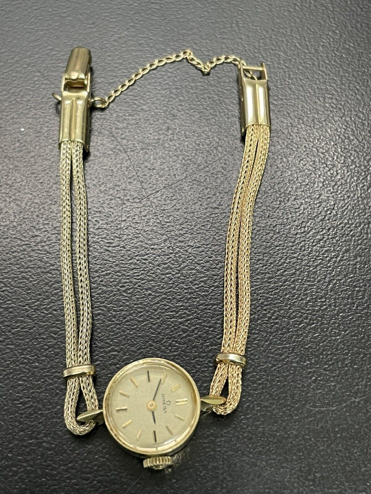 VINTAGE OMEGA LADIES 14kt WRISTWATCH . 1 GOLD AND 1 SILVER BAN
