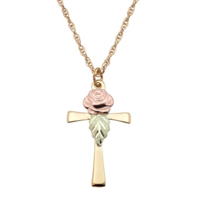 Rose on Cross Anhänger & Halskette - Black Hills Gold