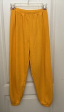 VINTAGE HANES HER WAY SWEATPANTS Junior SIZE L 90s Mustard Yellow Made In USA
