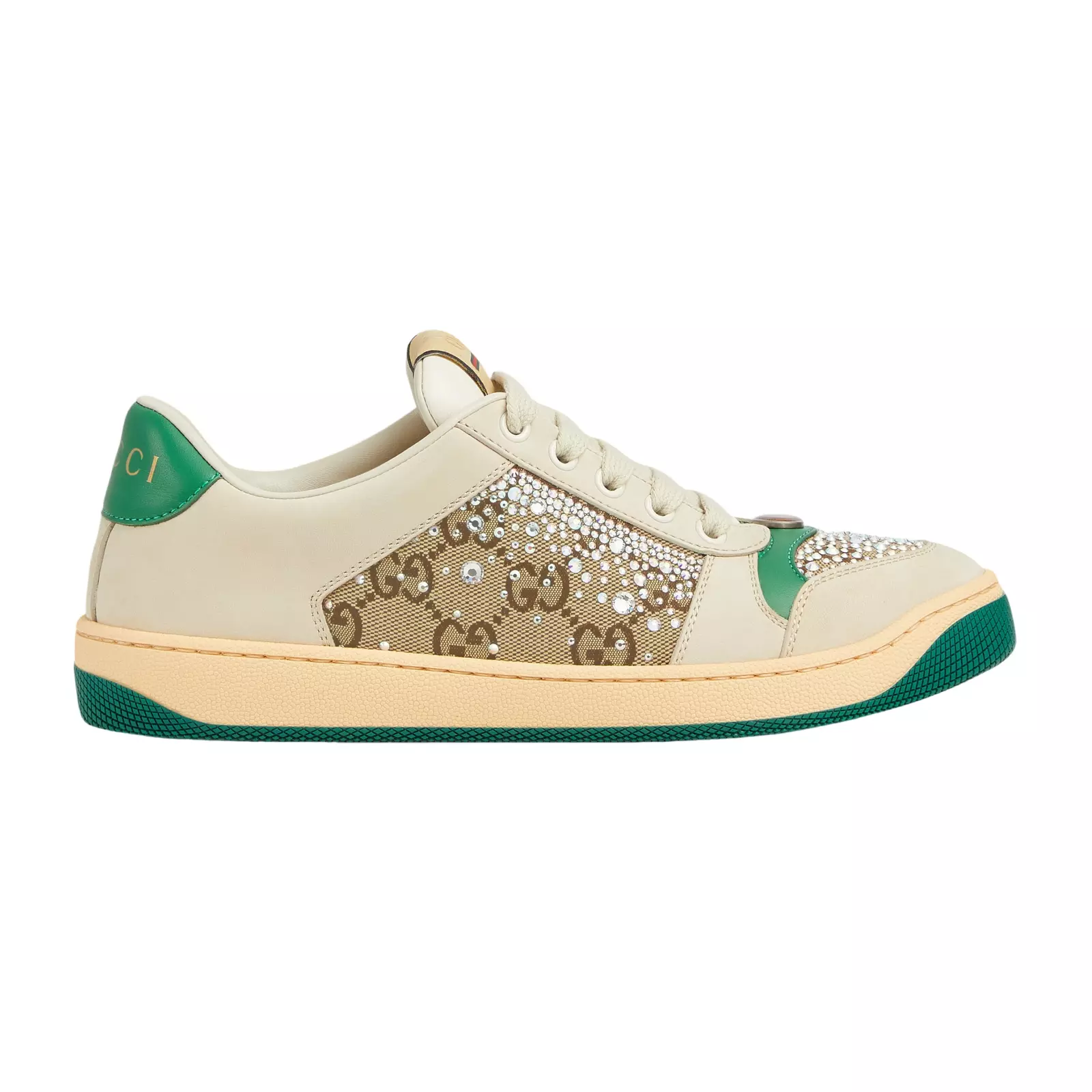 Baskets GUCCI Screener cuir ivoire cristaux neuves et authentiques