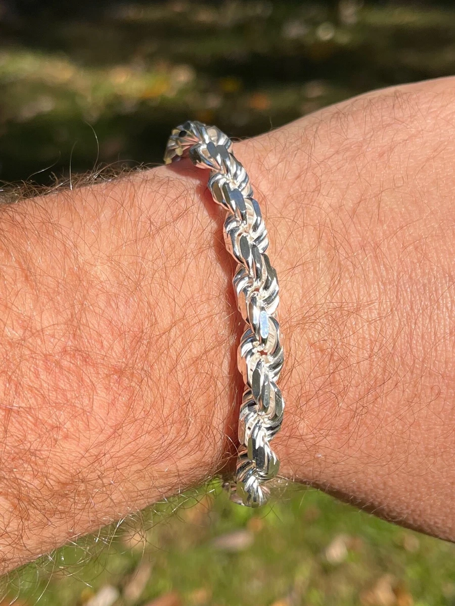 Real 925 Sterling Silver Bracelet Men 7mm Twist Rope Weave Link  7inch/7.87inch L | eBay