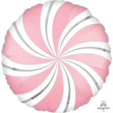 Anagram Satin Luxe Bubblegum Pink Candy Swirl Helium Balloon 18" 