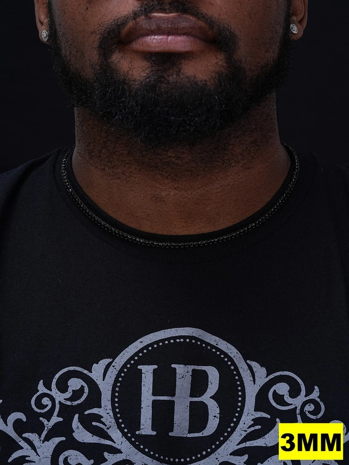 Cadena de tenis de diamantes simulados negros para hombre SÓLIDA 925 plata de ley fila única Foto 3 de 4