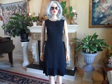 Prada Black Sheath Dress w/Scallop Edge Trim and Pleated Hem Detail Size 38-US 2