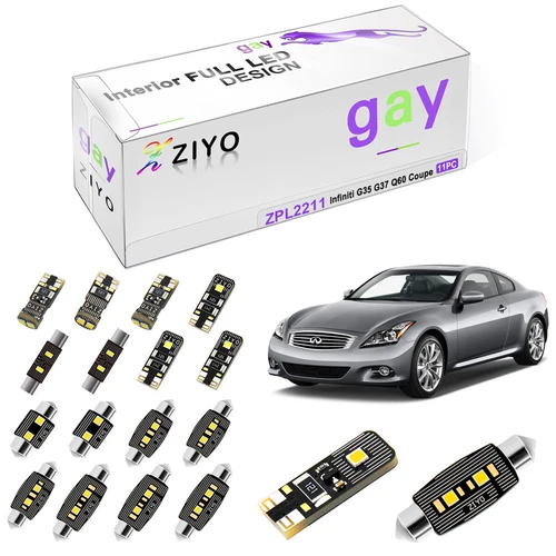 11 Bulbs White LED Interior Light Kit For Infiniti G35 G37 Q60 Coupe 2007-2015