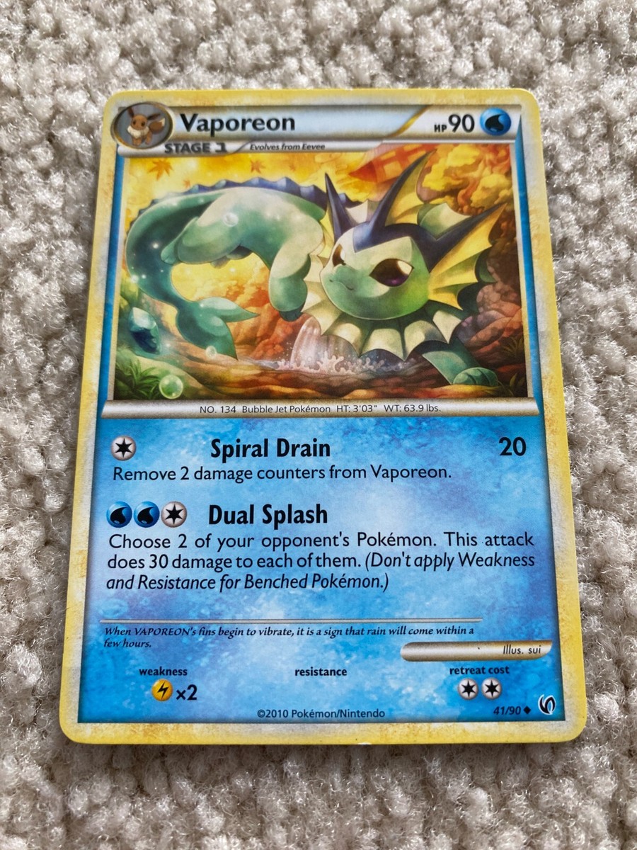 2010 Vaporeon 41/90 Non-Holo Pokemon Card - HGSS Undaunted