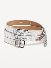 Old Navy Women s Skinny Metallic Silver Belt ...