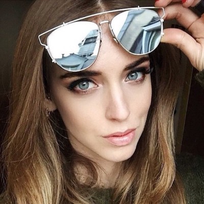 Occhiali Da Sole Metallo Lenti A Specchio Occhiali Da Sole Aviator Grandi Specchiati - Montatura Metallo Argento, Stile Rock Retrò Occhiali Da Sole UV400 - Foto 10