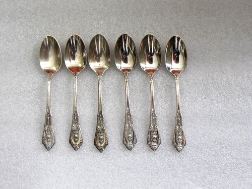 Sterling Silver  Rose point Demitasse Spoons x 6  by Wallace 55 gr
