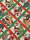 VTG CHRISTMAS WRAPPING PAPER GIFT WRAP CUTE SANTA TREE TOYS CHIMNEY 1960