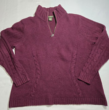 VTG 90s Eddie Bauer Angora Wool Blend Burgundy Quarter-Zip Sweater Women's XXL