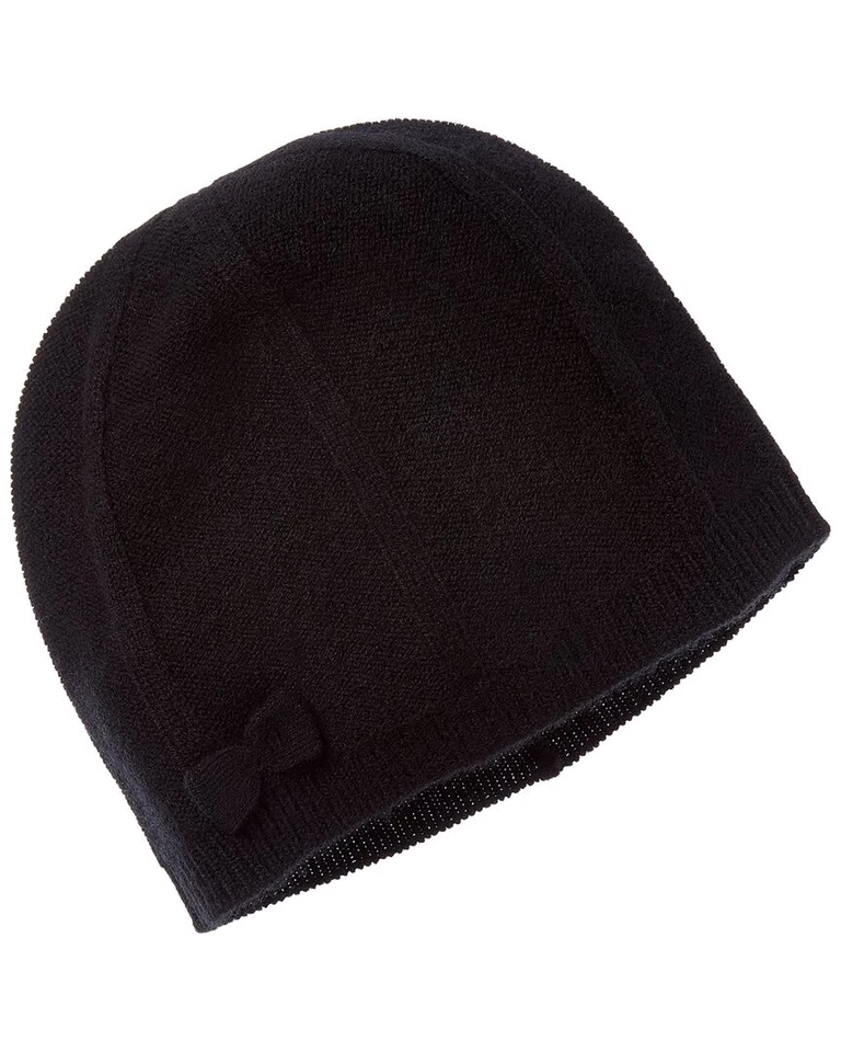 Gorro de cachemir negro con lazo de cachemir Amicale para mujer