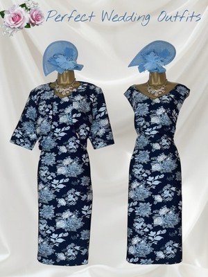 Kaleidoskop Größe 18 dunkelblau Jacquard Blumenmuster Brautmutter Outfit & Clip