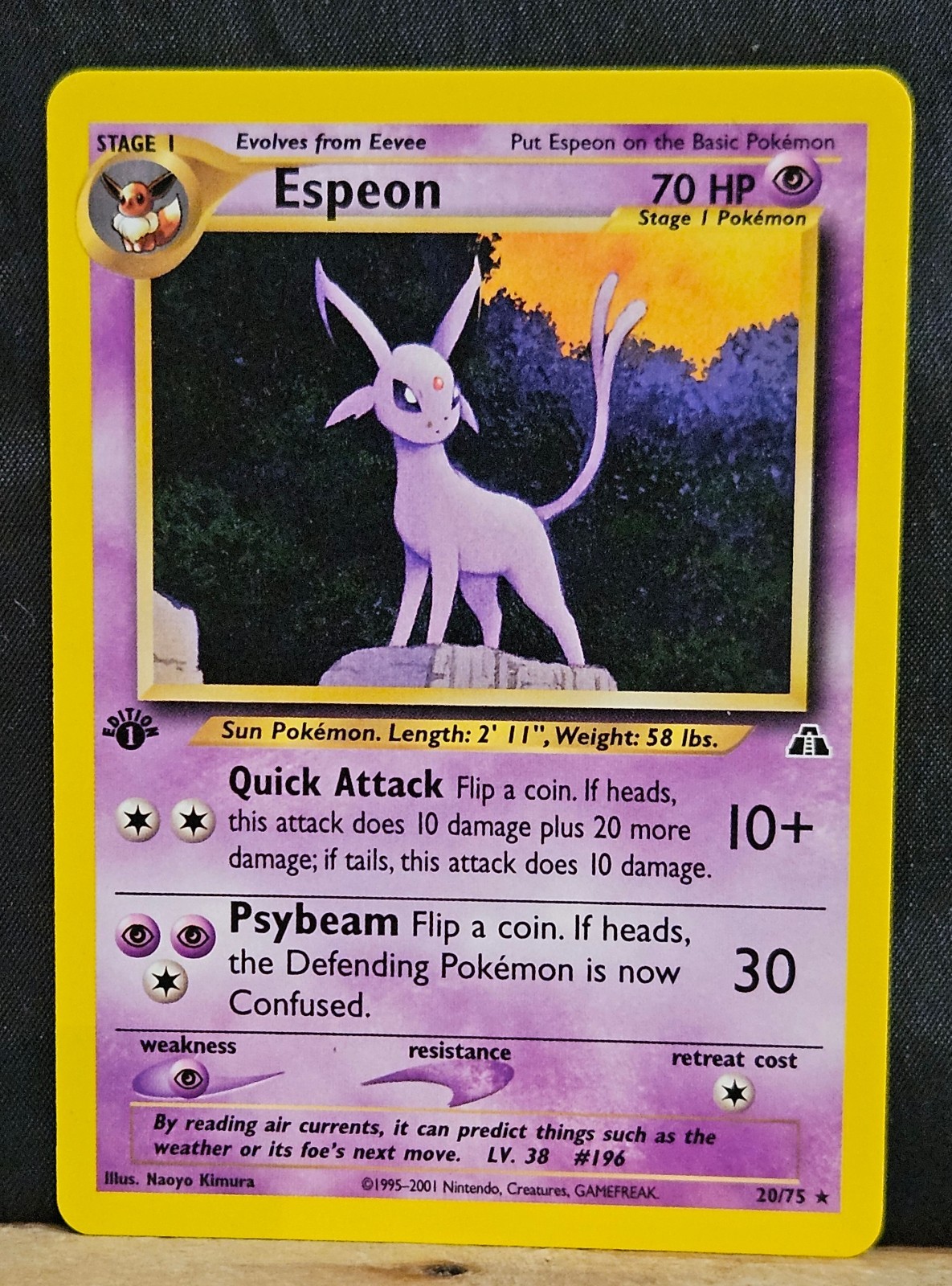 Pokémon 1st Edition Espeon Non Holo NM Unplayed Neo Discovery 